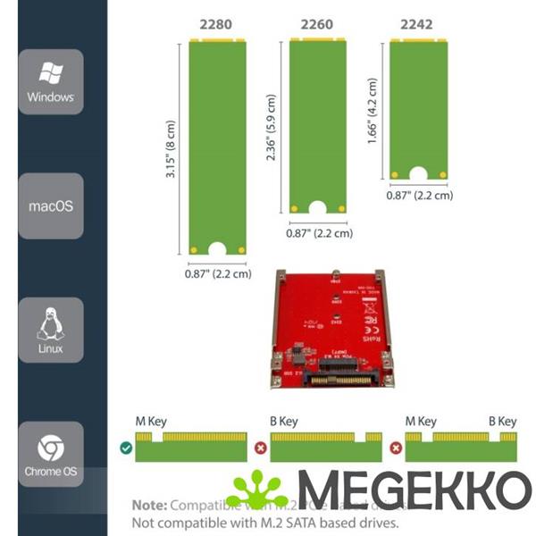 Grote foto startech.com u2m2e125 intern m.2 interfacekaart adapter computers en software netwerkkaarten routers en switches