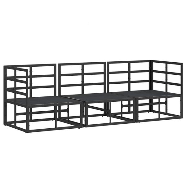 Grote foto vidaxl buitenmeubilair met kussen met kussen 3 pcs zwart metaal tuin en terras tuinmeubelen