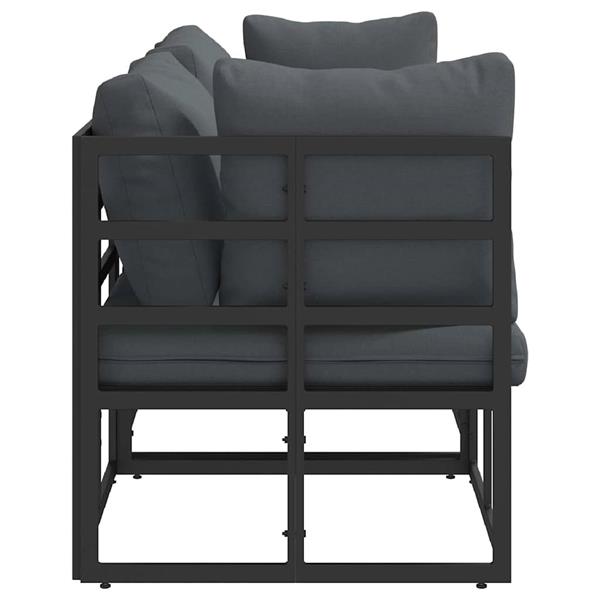 Grote foto vidaxl buitenmeubilair met kussen met kussen 3 pcs zwart metaal tuin en terras tuinmeubelen