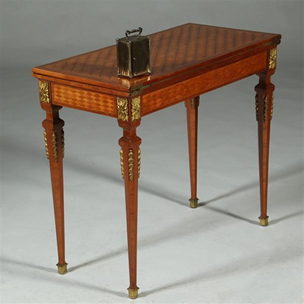 Grote foto franse marqueterie wandtafel te vergroten tot speeltafel ca 1875 notenhout no.362920 antiek en kunst stoelen en banken