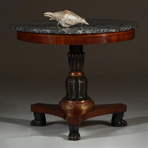 Grote foto grote empire gueridon of bijzettafel met geaderd marmer blad ca 1810 no.361815 antiek en kunst stoelen en banken