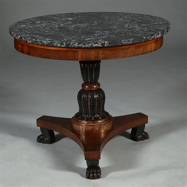 Grote foto grote empire gueridon of bijzettafel met geaderd marmer blad ca 1810 no.361815 antiek en kunst stoelen en banken