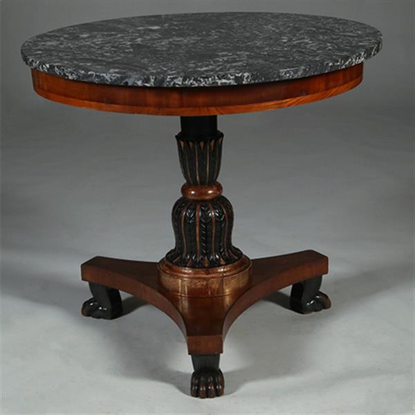 Grote foto grote empire gueridon of bijzettafel met geaderd marmer blad ca 1810 no.361815 antiek en kunst stoelen en banken