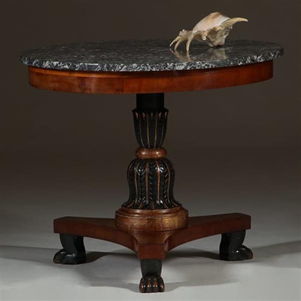 Grote foto grote empire gueridon of bijzettafel met geaderd marmer blad ca 1810 no.361815 antiek en kunst stoelen en banken