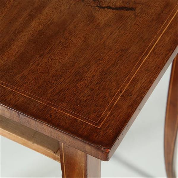 Grote foto bijna vierkante biedermeier bijzettafel mooi ingelegd met lade met vakverdeling ca 1830 no.361830 antiek en kunst stoelen en banken