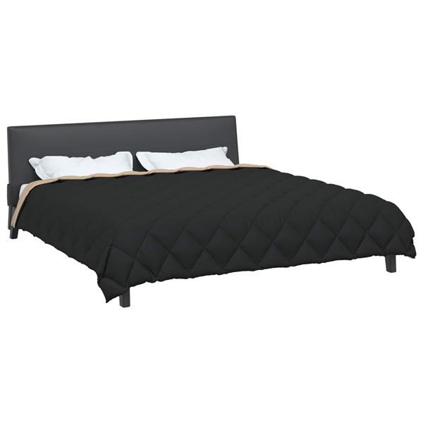 Grote foto vidaxl winter dekbed zwart en taupe 240 x 200 cm microfiber huis en inrichting bedden