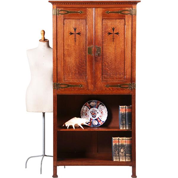 Grote foto strakke smalle bijna 2 meter hoge boekenkast met messing en ebbenhout no.322145 antiek en kunst stoelen en banken