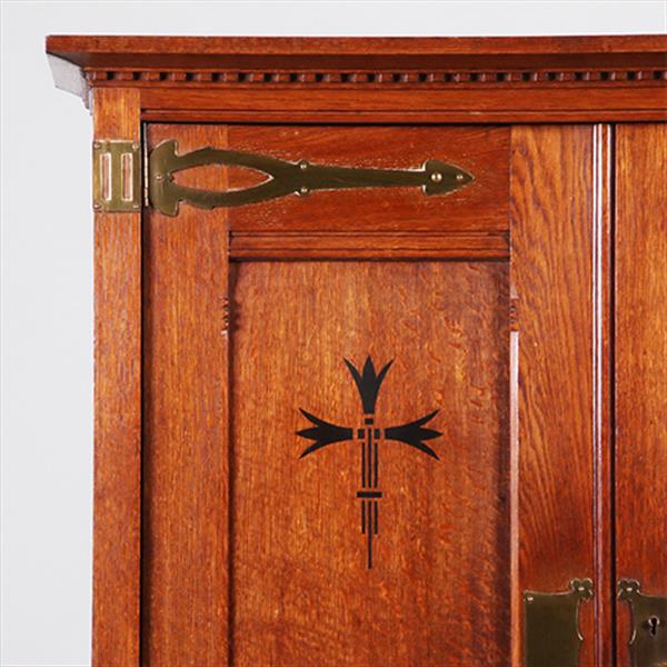 Grote foto strakke smalle bijna 2 meter hoge boekenkast met messing en ebbenhout no.322145 antiek en kunst stoelen en banken