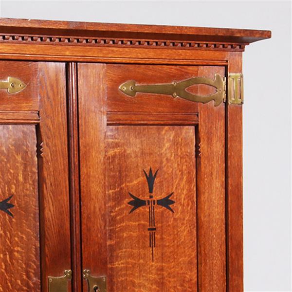 Grote foto strakke smalle bijna 2 meter hoge boekenkast met messing en ebbenhout no.322145 antiek en kunst stoelen en banken