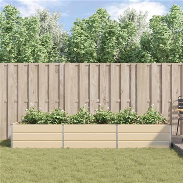 Grote foto vidaxl plantenbak ivoor 195 x 100 x 45 cm gegalvaniseerd staal tuin en terras overige tuin en terras