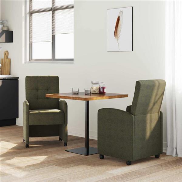 Grote foto vidaxl dining stoelen met wielen 2 pcs leger groen 58 x 67 x 97 cm huis en inrichting stoelen