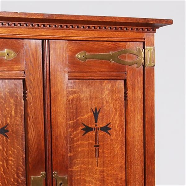 Grote foto strakke smalle bijna 2 meter hoge boekenkast met messing en ebbenhout no.322145 antiek en kunst stoelen en banken