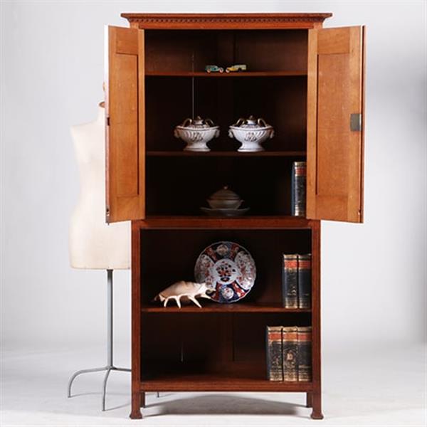 Grote foto strakke smalle bijna 2 meter hoge boekenkast met messing en ebbenhout no.322145 antiek en kunst stoelen en banken