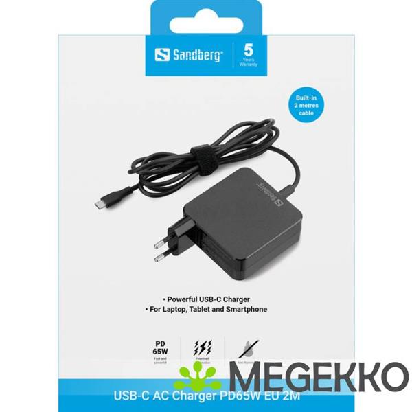 Grote foto sandberg usb c ac charger pd65w eu 2m computers en software overige