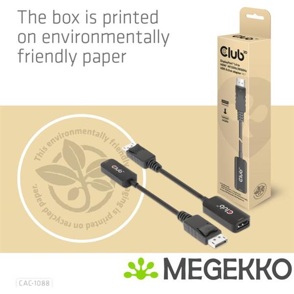 Grote foto club3d displayport1.4 to hdmi 4k120hz 8k60hz hdr active adapter m f computers en software overige computers en software