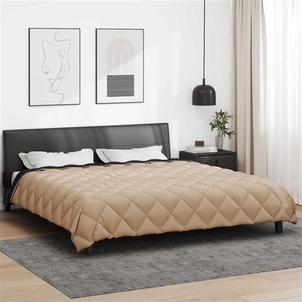 Grote foto vidaxl winter dekbed zwart en taupe 240 x 260 cm microfiber huis en inrichting bedden