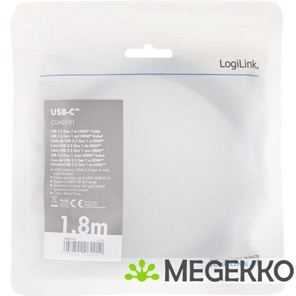 Grote foto logilink cua0101 tussenstuk voor kabels usb 3.2 gen1 type c hdmi a zwart grijs computers en software overige computers en software
