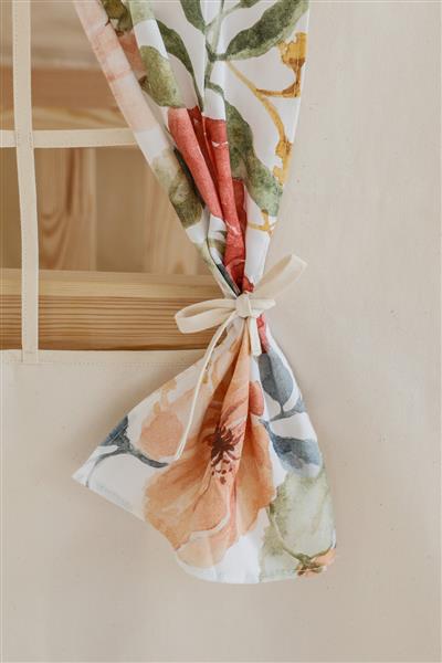 Grote foto katoenen tent voor bedhuis ecru roze met bloemen hoogte bedhuis 135cm breedte 80 cm kinderen en baby complete kinderkamers