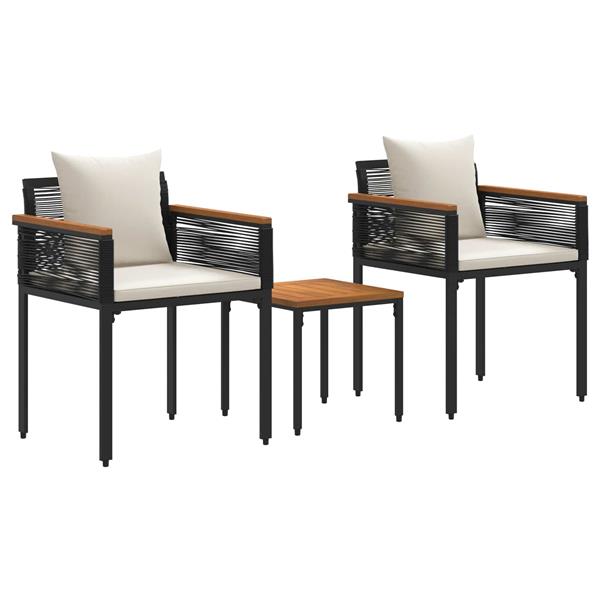 Grote foto vidaxl buitenmeubelset met kussen 3 pcs zwart en cream wit pe rattan tuin en terras tuinmeubelen