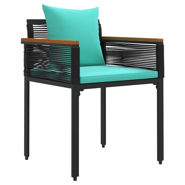 Grote foto vidaxl buitenmeubelset met kussen 3 pcs zwart en turquoise pe rattan tuin en terras tuinmeubelen