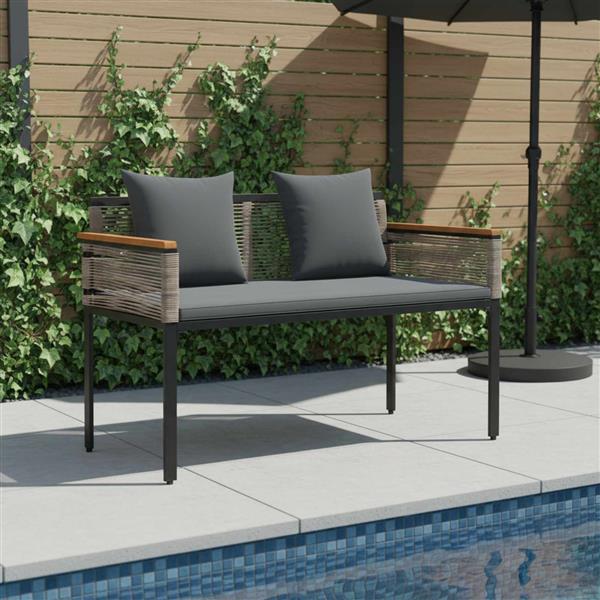 Grote foto vidaxl tuinbank grijs en donkergrijs 117 x 54 x 74.5 cm poly rattan tuin en terras tuinmeubelen