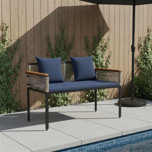 Grote foto vidaxl tuinbank grijs en marineblauw 117 x 54 x 74.5 cm poly rattan tuin en terras tuinmeubelen