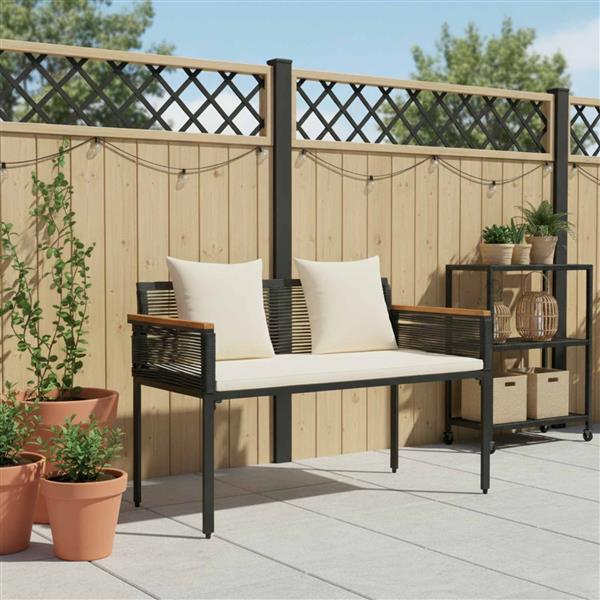 Grote foto vidaxl tuinbank zwart en cream wit 117 x 54 x 74.5 cm poly rattan tuin en terras tuinmeubelen