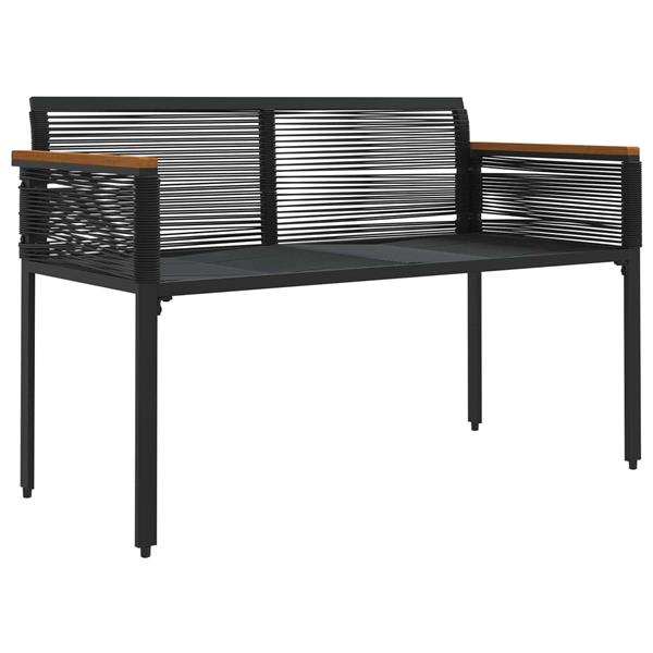 Grote foto vidaxl tuinbank zwart en cream wit 117 x 54 x 74.5 cm poly rattan tuin en terras tuinmeubelen