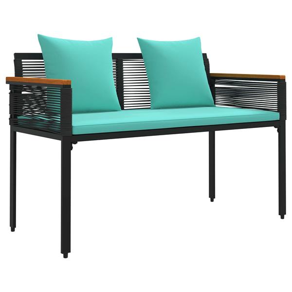 Grote foto vidaxl tuinbank zwart en turquoise 117 x 54 x 74.5 cm poly rattan tuin en terras tuinmeubelen