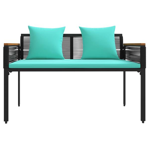 Grote foto vidaxl buitenmeubelset met kussen 4 pcs zwart en turquoise pe rattan tuin en terras tuinmeubelen