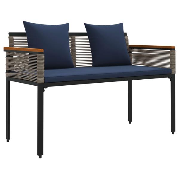 Grote foto vidaxl tuinbank grijs en marineblauw 117 x 54 x 74.5 cm poly rattan tuin en terras tuinmeubelen