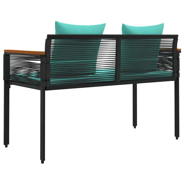 Grote foto vidaxl tuinbank zwart en turquoise 117 x 54 x 74.5 cm poly rattan tuin en terras tuinmeubelen