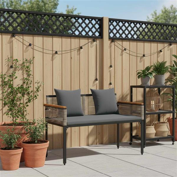 Grote foto vidaxl tuinbank grijs en donkergrijs 117 x 54 x 74.5 cm poly rattan tuin en terras tuinmeubelen