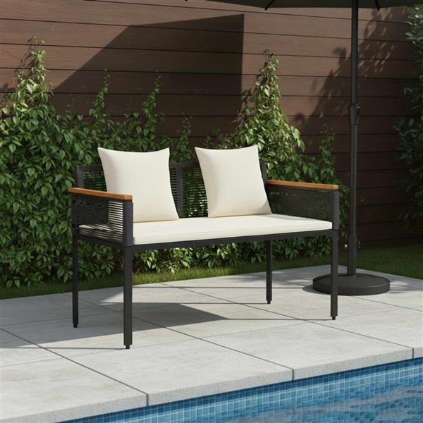 Grote foto vidaxl tuinbank zwart en cream wit 117 x 54 x 74.5 cm poly rattan tuin en terras tuinmeubelen