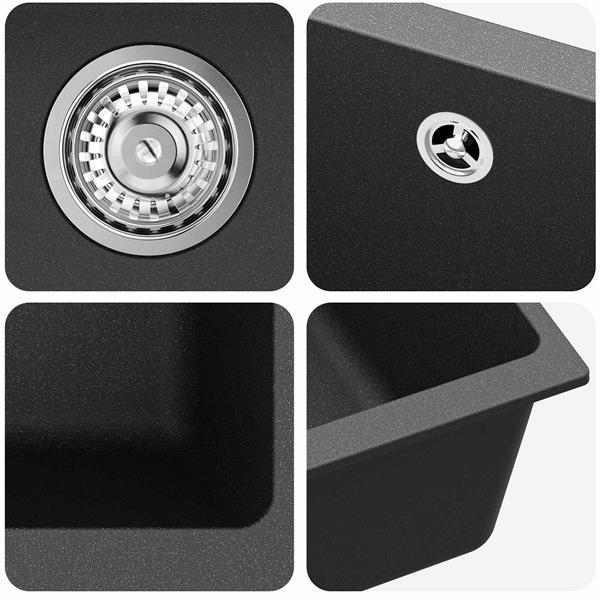 Grote foto vidaxl wasbak zwart 430 x 460 mm 80 kwarts en 20 hars huis en inrichting keukens