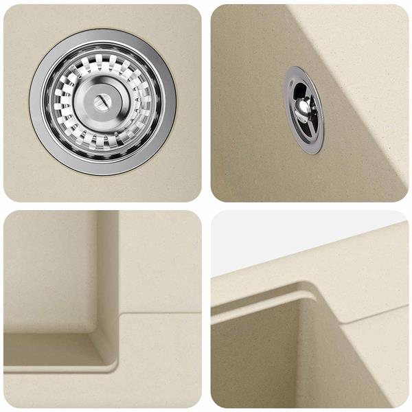 Grote foto vidaxl wasbak beige 560 x 460 mm 80 kwarts en 20 hars huis en inrichting keukens