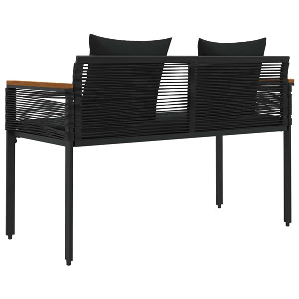 Grote foto vidaxl tuinbank met kussen zwart 117 x 54 x 74.5 cm poly rattan tuin en terras tuinmeubelen