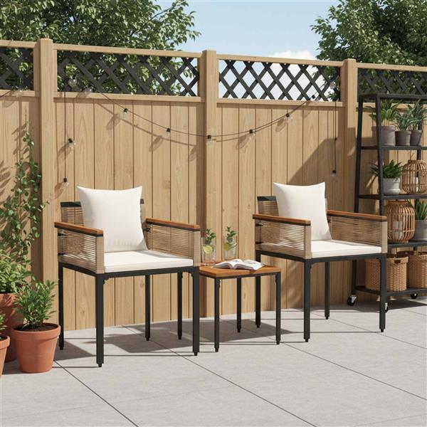 Grote foto vidaxl buitenmeubelset met kussen 3 pcs beige en cr me wit pe rattan tuin en terras tuinmeubelen