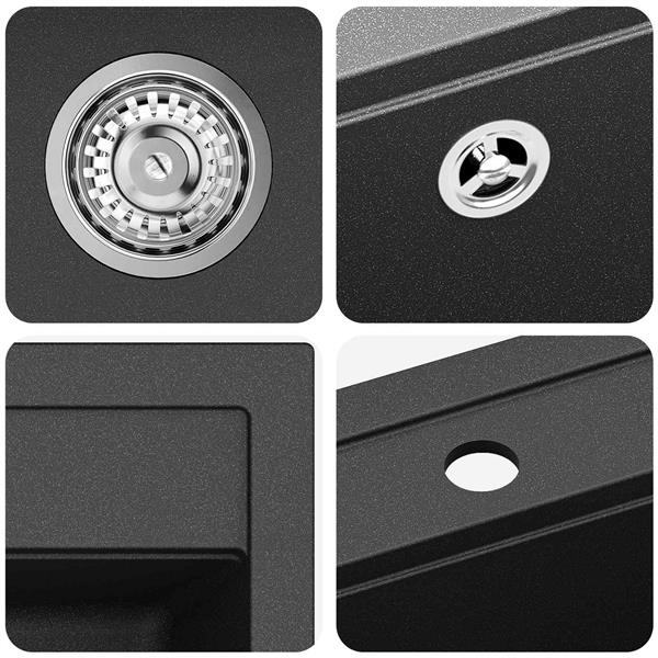 Grote foto vidaxl wasbak zwart 470 x 440 mm graniet huis en inrichting keukens