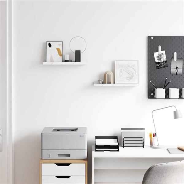 Grote foto vidaxl wandplank met plank 2 pcs wit marmer 40 x 9 x 3 cm bewerkt hout huis en inrichting woningdecoratie