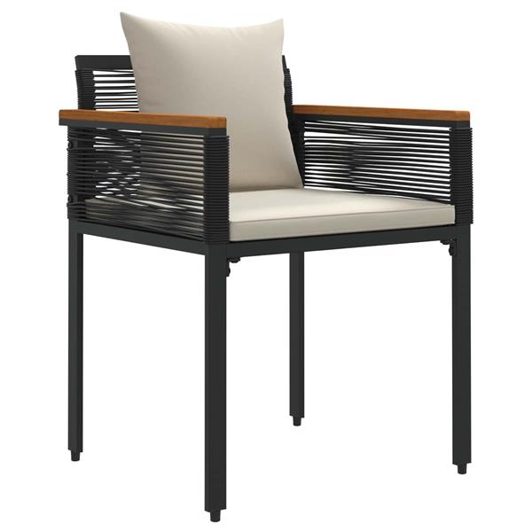 Grote foto vidaxl buitenmeubelset met kussen 3 pcs zwart en cream wit pe rattan tuin en terras tuinmeubelen