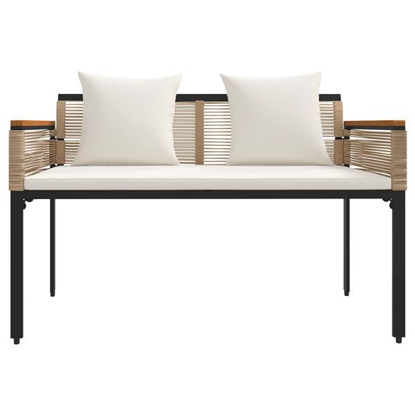 Grote foto vidaxl buitenmeubelset met kussen 4 pcs beige en cr me wit pe rattan tuin en terras tuinmeubelen