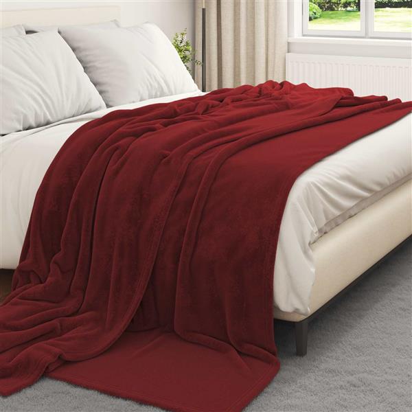Grote foto vidaxl kleden 6 stuks bordeaux rood 240 x 270 cm fleece huis en inrichting bedden