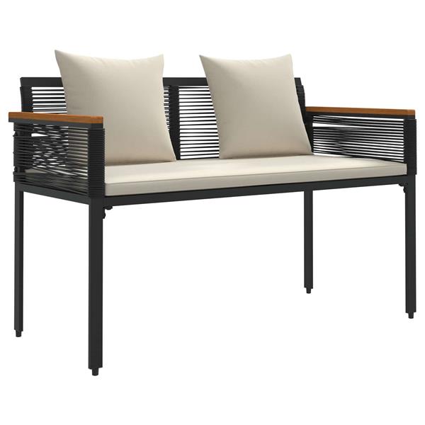 Grote foto vidaxl buitenmeubelset met kussen 4 pcs zwart en cream wit pe rattan tuin en terras tuinmeubelen