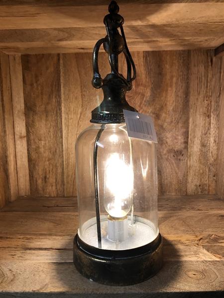 Grote foto prachtige tafellamp rond glas metaal koper look. tuin en terras tuindecoratie