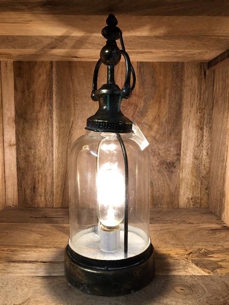 Grote foto prachtige tafellamp rond glas metaal koper look. tuin en terras tuindecoratie