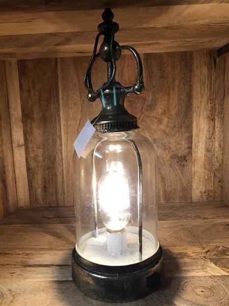 Grote foto prachtige tafellamp rond glas metaal koper look. tuin en terras tuindecoratie