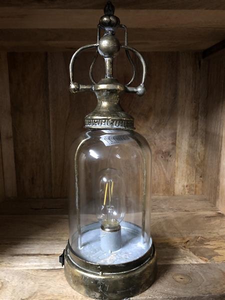 Grote foto prachtige tafellamp rond glas metaal koper look. tuin en terras tuindecoratie