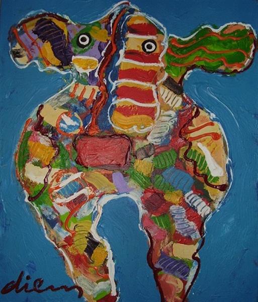 Grote foto peter diem cow blue antiek en kunst modern