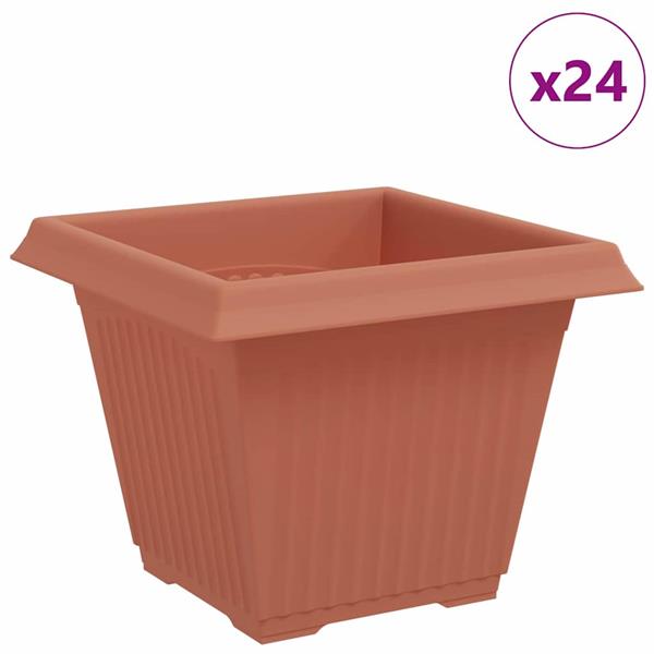 Grote foto vidaxl vierkante bloempot 24 pcs baksteenrood 43 x 43 x 33.5 cm tuin en terras overige tuin en terras
